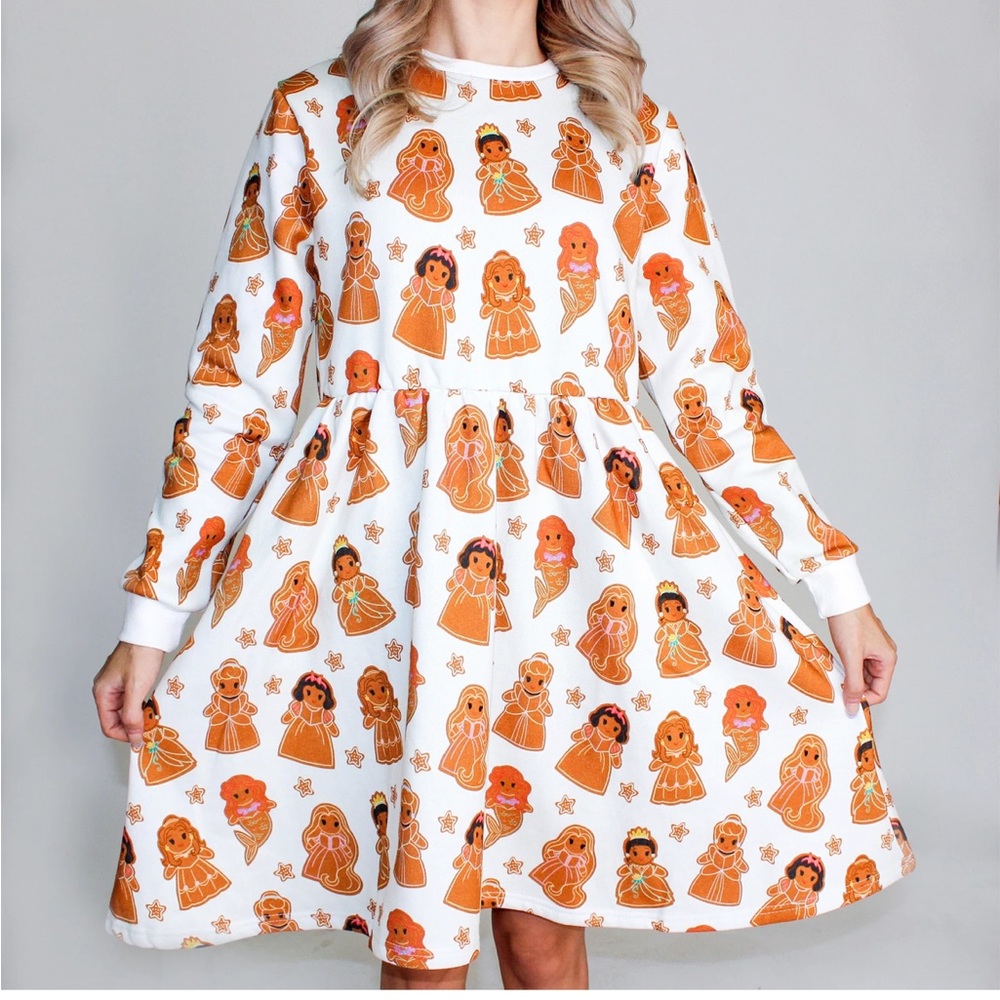 SOLD! NWT Cakeworthy XL Disney Princess Gingerbread Sweater Dress - Picture 2 of 8